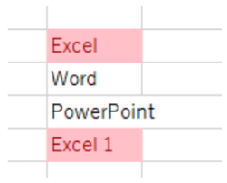 Excelという文字の入っているセルが、赤く表示される