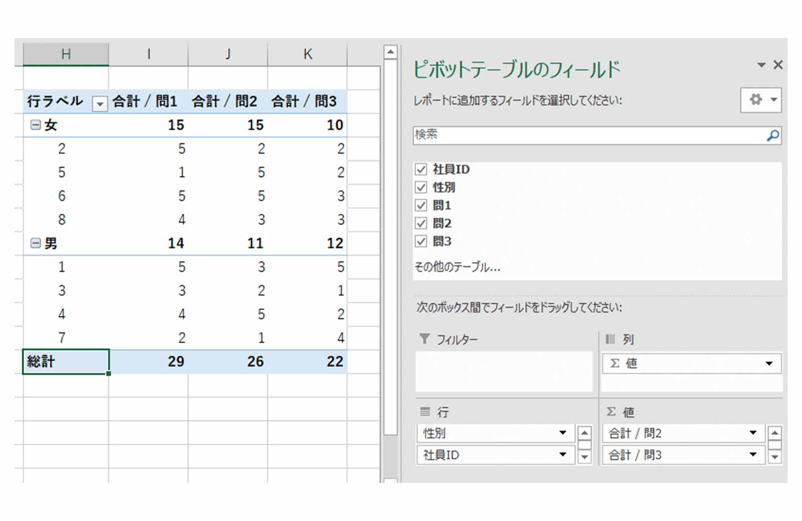 Excel（エクセル）ピボットテーブルでアンケート集計をする方法！